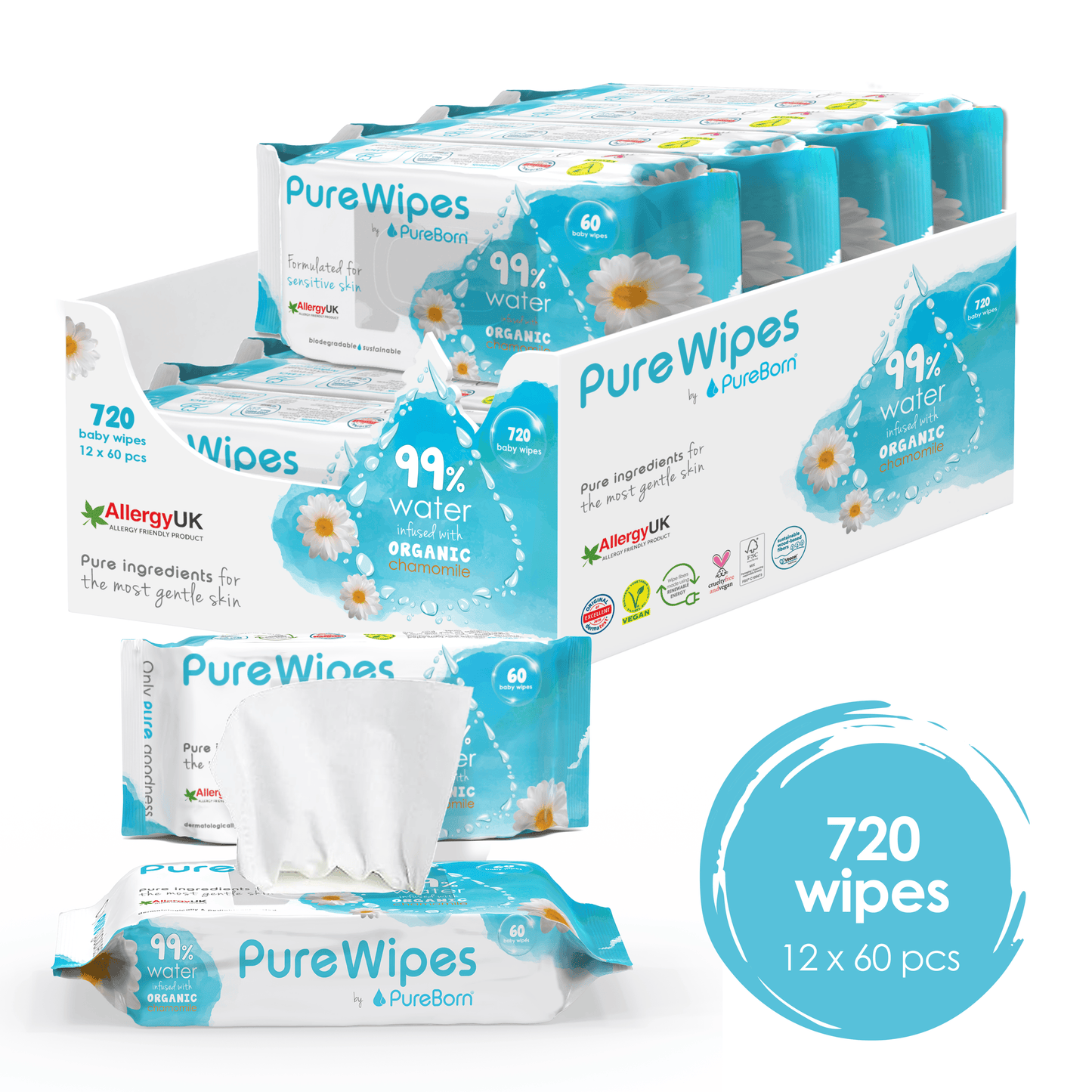 PureWipes with 99% Water & Organic Chamomile